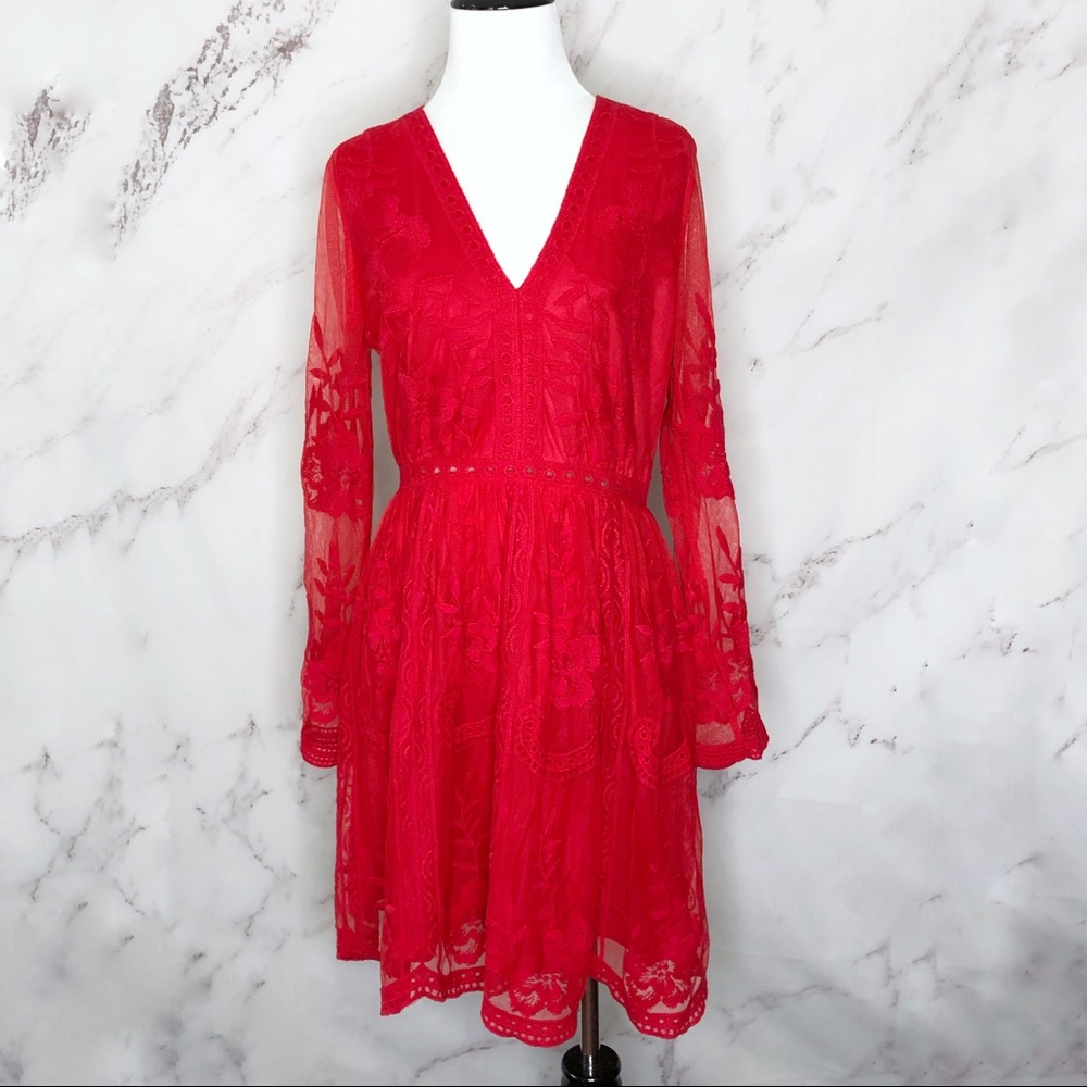 Altar’d State Red Sheer Back Dress
